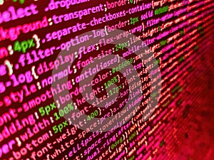 Abstract computer script source code. Modern technologies, web cascading design. Abstract modern virtual computer script. Abstract