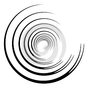 Abstract concentric circle. Spiral, swirl, twirl element. Circular and radial lines volute, helix.
