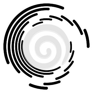 Abstract concentric circle. Spiral, swirl, twirl element. Circular and radial lines volute, helix. Segmented circle with rotation