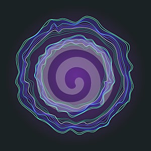 Abstract concentric hipnotic circles on dark violet background