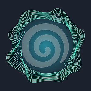 Abstract concentric involute circles on dark turquoise background
