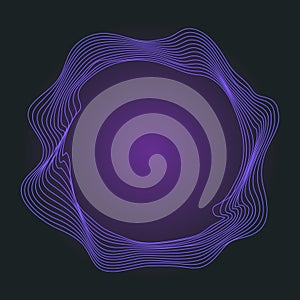 Abstract concentric involute circles on dark violet background