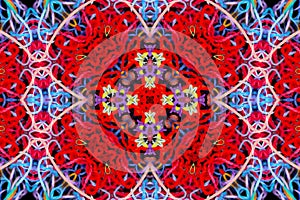 Abstract pattern of multicolored threads with 3D effect