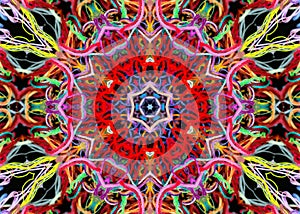 Abstract pattern of bright multicolored threads