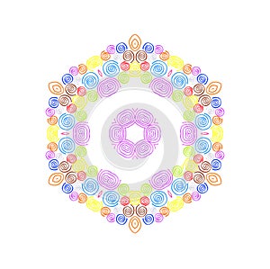 Abstract concentric pattern from curl color lines