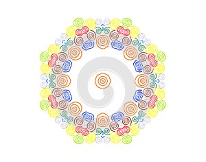 Abstract concentric pattern from curl color lines
