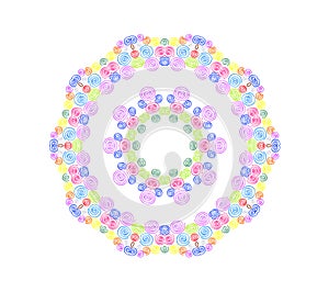 Abstract concentric pattern from curl color lines