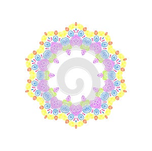 Abstract concentric pattern from curl color lines