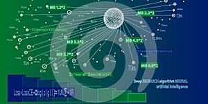 Abstract concept algorithms big data  presentations. Deep research algorithm neural artificial intelligence