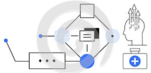 Abstract Concept of Artificial Intelligence, Data Processing, and Digital Healthcare Tech Systems