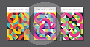 Abstract concept background for poster, brochure, promotion banner. Vector illustration set. Geometric vintage style. Pattern temp