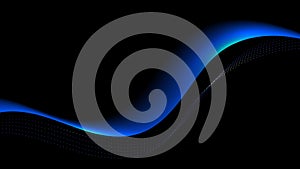 Abstract concept blue lines wave dynamic particle pattern on black background