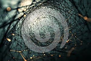 Abstract Concept of Data Connection and Network Structure in a Digital Space