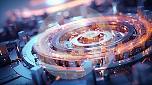 Abstract concept of evolving technology, abstract mechanical elements