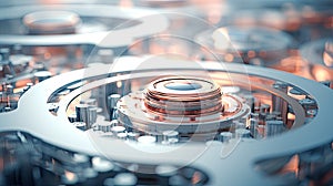 Abstract concept of evolving technology, abstract mechanical elements