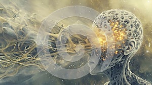 Abstract Concept of Human Mind and Technology Integration