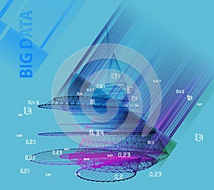 Abstract concept of radial algorithm analysis. Big data. Quantum virtual cryptography. Business visualization of artificial