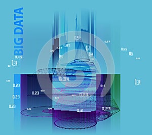 Abstract concept of radial algorithm analytics. Big data. Quantum virtual cryptography. Business visualization of artificial