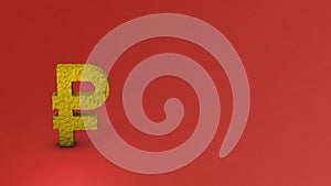 An abstract concept representing the steadily worsening and collapsing Russian economy. Ruble currency symbol. red background.