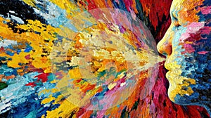 Abstract concept of thoughts overload and mind pressure illustration