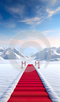 Abstract concept transports viewers to the pristine and frigid Arctic, where a luxurious red carpet