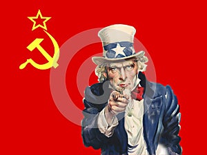 Communist Flag, Uncle Sam, Background, Politics photo