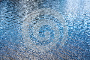 Abstract concept water background. Ripples in the river, blue textured