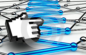 Abstract conception of network with hand icon