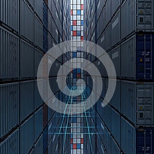 Abstract concepts data visualization shipping container perspective