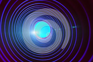 Abstract conceptual background with futuristic high tech wormhole tunnel