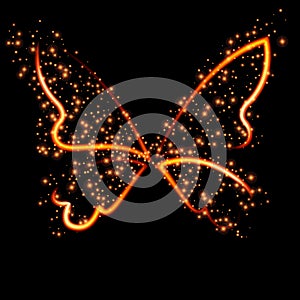 Abstract conceptual design - a fiery butterfly shape. photo