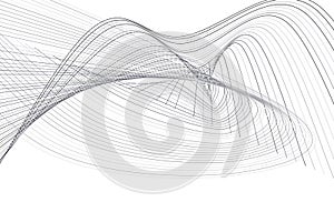 Abstract conceptual geometric line & curve pattern. Messy, vector, canvas & round.