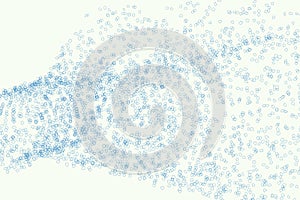 Abstract conceptual motion, particle or random pattern. Vector, drawing, details & white.