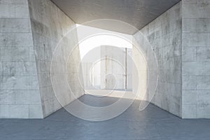 Abstract concrete tile space interior background with sunlght. Design and abstraction concept.