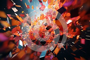 Abstract confetti explosion with a mix of