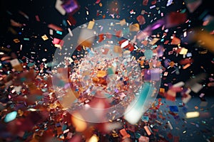 Abstract confetti explosion with a mix of