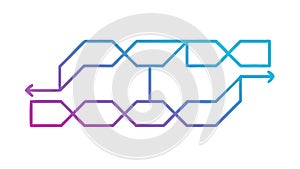 Abstract connected boxes flowchart data process visualization, vector design Generative AI