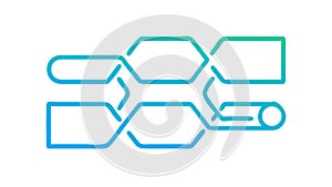 Abstract connected boxes flowchart data process visualization, vector design Generative AI