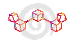 Abstract Connected Cubes Blockchain Network Graphic, vector design Generative AI