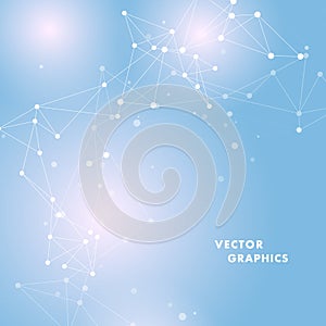 Abstract connecting dots and lines. Molecular data concept communication structure. Global polygon digital plexus