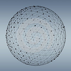 Abstract connection web sphere with spot and lines 3D rendering