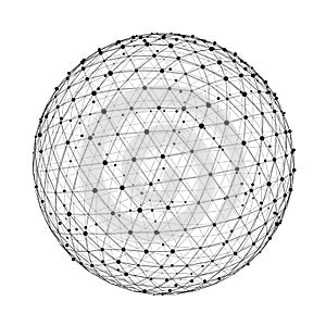 Abstract connection web sphere with spot and lines 3D rendering