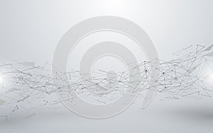 Abstract connections lines and polygons on white background. photo