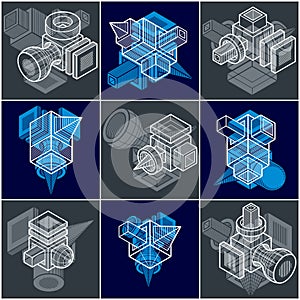 Abstract construction isometric designs collection, vector set