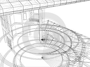 Abstract Construction Structure Of Lines Vector