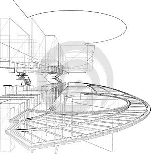 Abstract Construction Structure Of Lines Vector