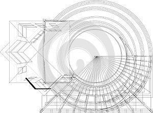 Abstract Construction Structure Of Lines Vector
