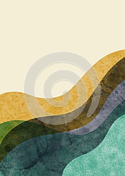 Abstract contemporary aesthetic background with mountain landscape. Boho wall decor. Minimalist design. vector background