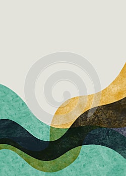 Abstract contemporary aesthetic background with mountain landscape. Boho wall decor. Minimalist design. vector background