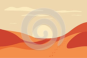 Abstract contemporary desert landscape. Modern minimalist art print wall decor mid century style. Vector illustration